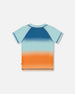 Short Sleeve Rashguard Navy Blue, Turquoise, And Orange - G30NB10_000