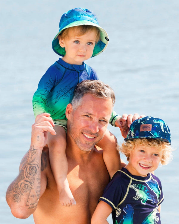 Printed Long Sleeve One-Piece Rashguard Vibrant Blue And Green Dino - G30NB15_000