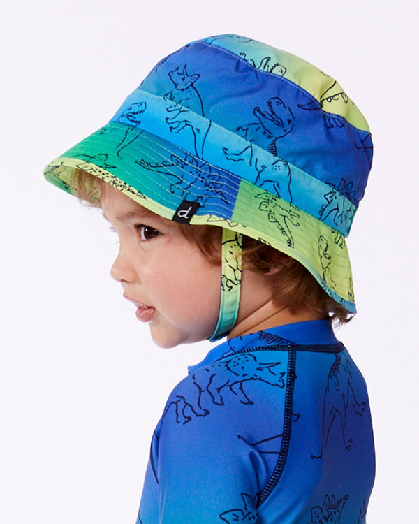 Printed Beach Hat Vibrant Blue And Green Dino - G30NBC_000