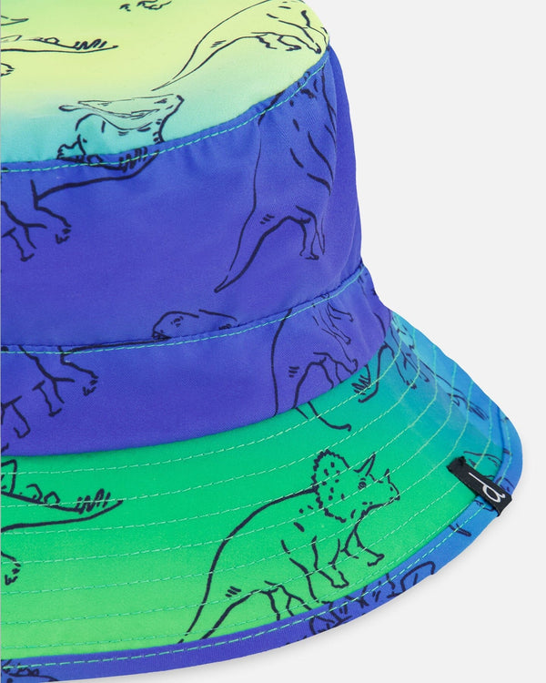 Printed Beach Hat Vibrant Blue And Green Dino - G30NBC_000