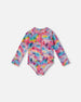 Printed Long Sleeve Rashguard Butterflies On Multicolored Background - G30NG21_058