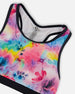 Printed Two-Piece Racerback Swimsuit Butterflies On Multicolored And Black Background - G30NG82_058