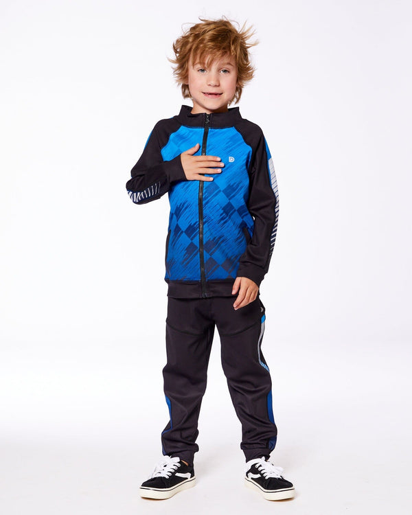 Printed Full Zip Athletic Cardigan Blue And Black - G30XB30_000