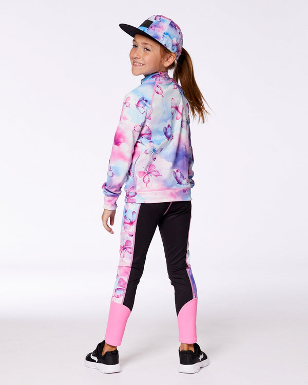 Colorblock Athletic Leggings Black And Multicolored Butterflies - G30XG60_999
