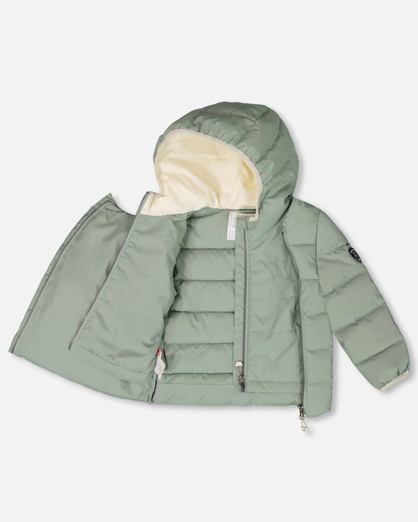 Compressible Winter Puffy Coat Designed For Car Seat Sage Green - H10B500_340