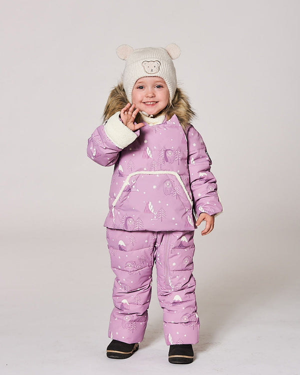 One-Piece Baby Snug Snowsuit Designed For Car Seat Purple Bear Print - H10B701_003