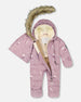 One-Piece Baby Snug Snowsuit Designed For Car Seat Purple Bear Print - H10B701_003
