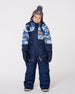 One-Piece Play Snowsuit With Mountains Print Navy Blue - H10PB73_479