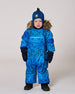 One-Piece Baby Play Snowsuit Designed For Car Seat Blue Gradient Dinosaur Print - H10PBB75_027