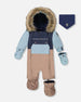 One-Piece Baby Play Snowsuit Designed For Car Seat Taupe - H10PBB75_907