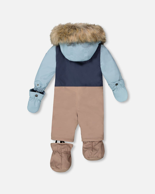 One-Piece Baby Play Snowsuit Designed For Car Seat Taupe - H10PBB75_907
