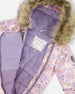 One-Piece Baby Play Snowsuit Designed For Car Seat Lilac Cat Print - H10PBG74_008