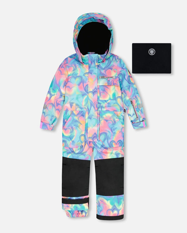 One-Piece Play Snowsuit Rainbow Heart Print - H10PG70_017