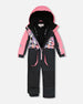 One-Piece Play Snowsuit Black Retro Flower Print - H10PG72_013