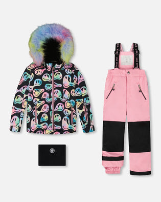 Two-Piece Play Snowsuit With Printed Jacket Pink - H10PG81_624