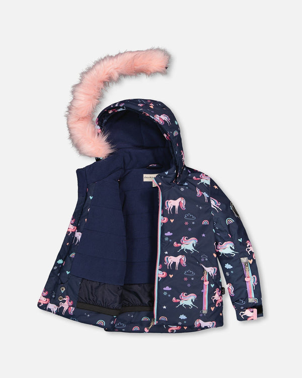 Two-Piece Play Snowsuit Navy Unicorn Print - H10PG95_037