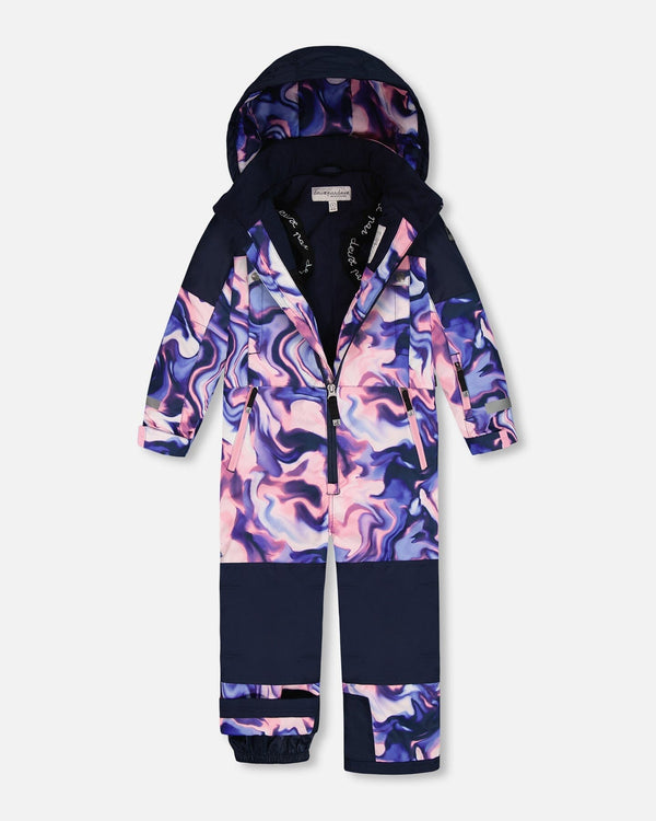 One-Piece Teknik Snowsuit Pink And Blue Marble - H10TG73_007