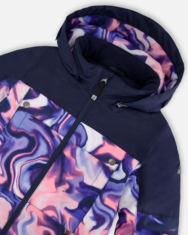 One-Piece Teknik Snowsuit Pink And Blue Marble - H10TG73_007