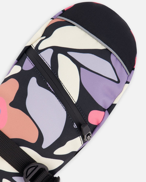 Winter Mittens Teknik Black Retro Flower Print - H10XM203_013