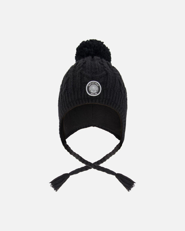 Lined Winter Hat With Pompom Black - H10XT1_999