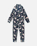 Two-Piece Thermal Underwear Set Navy Flower Print - H10Y600_016