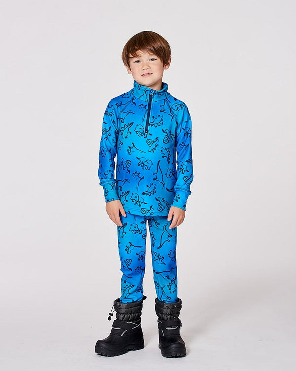 Two-Piece Thermal Underwear Set Blue Gradient Dinosaur Print - H10Y600_027