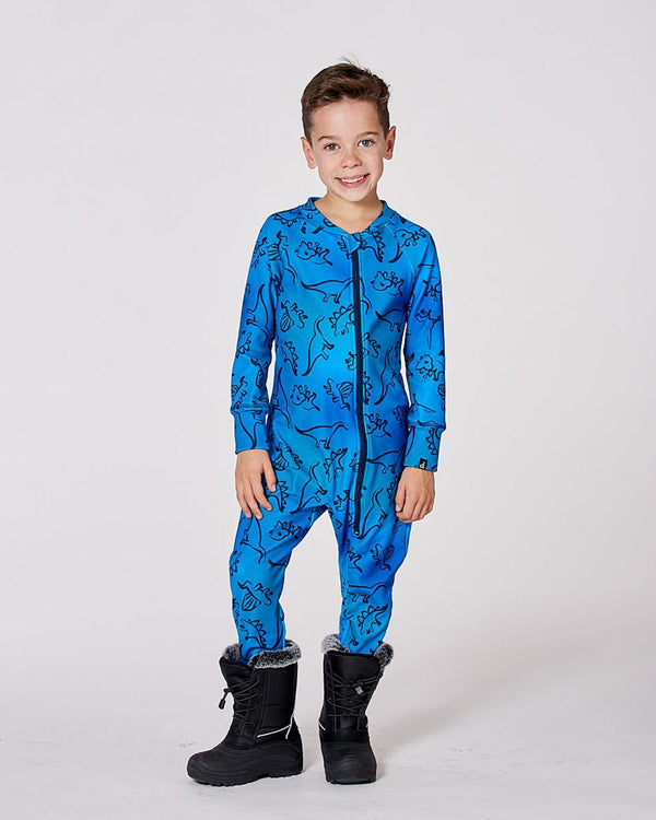 One-Piece Thermal Underwear Blue Gradient Dinosaur Print - H10Y700_027