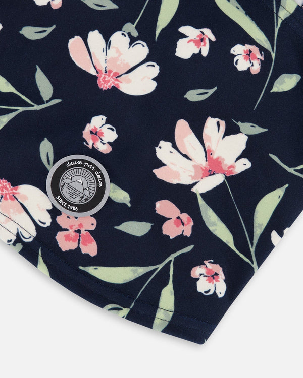 Brushed Jersey Balaclava Navy Flower Print - H10YBAL_016