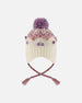 Lined Peruvian Knit Pompom Hat Off-White And Lilac - H10Z17_000