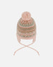 Lined Baby Knit Pompom Hat With Ear Flaps Dusty Pink - H10ZA04_637