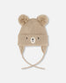 Lined Baby Knit Hat With Pompoms Chanterelle - H10ZA05_182