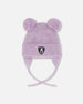 Lined Baby Knit Hat With Pompoms Purple Gray - H10ZA05_591