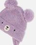 Lined Baby Knit Hat With Pompoms Purple Gray - H10ZA05_591