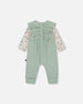 Organic Cotton Bodysuit And Sleeveless Overalls Set Jade Green - H20A12_325