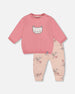 Organic Cotton Pant With Top Set Pink Cat Print - H20B11_049