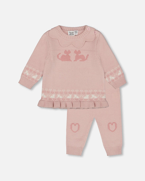Knitted Top And Pant Set Light Pink - H20BT13_684
