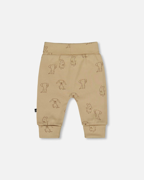 Organic Cotton Evolutive Pants Beige Printed Dogs - H20C20_043
