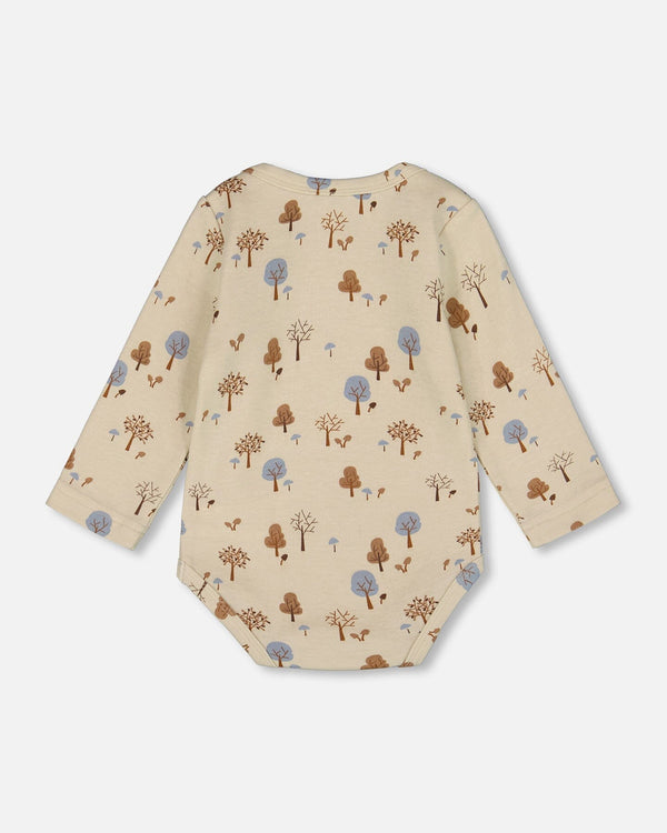 Organic Cotton Onesie Beige Tree Print - H20C70_052