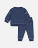 Knitted Jacquard Sweater And Pant Set Blue Gray With Bears - H20DT10_774