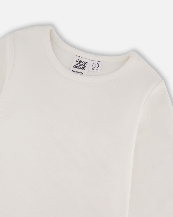 Jersey Top Off-White With Embroidered Floral Sleeves - H20F70_101