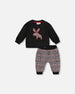 Sweater And Cargo Pants Set Black With Moose Applique - H20OB10_999