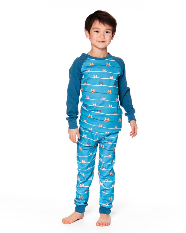 Two-Piece Organic Cotton Pajama Set Blue Dog Print - H20PB10US_062
