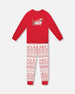 Organic Cotton Two-Piece Pajama Set Red And White Fairisle - H20R10US_089
