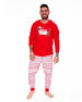 Adult Men Organic Cotton Two-Piece Pajama Set Red And White Fairisle - H20R13_089
