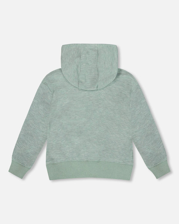 Super Soft Hooded Brushed Jersey Sweatshirt With Graphic Print Green - H20T32_325