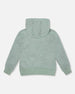 Super Soft Hooded Brushed Jersey Sweatshirt With Graphic Print Green - H20T32_325