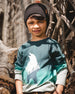 Long Sleeve Organic Cotton Gradient Jersey Tee Dark Teal - H20U72_979