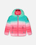 Quilted Mid-Season Jacket Green And Pink Gradient - H20W64_035