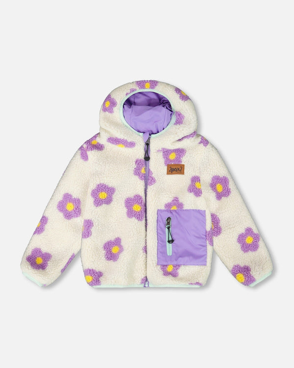 Reversible Mid-Season Sherpa Jacket Lavender Flower - H20W65_530