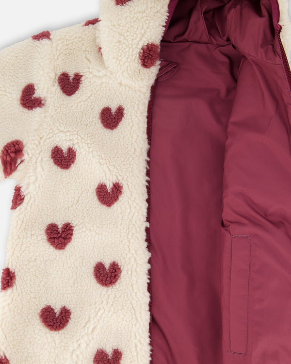 Reversible Mid-Season Sherpa Jacket Burgundy Heart - H20W65_540